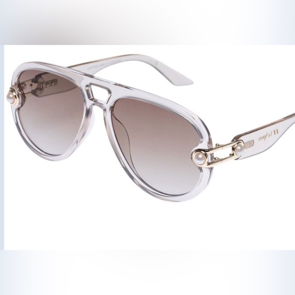 NWT Le Specs x Missoma Jupiter Link Fawn Pearl Aviator sunglasses - Picture 3 of 9